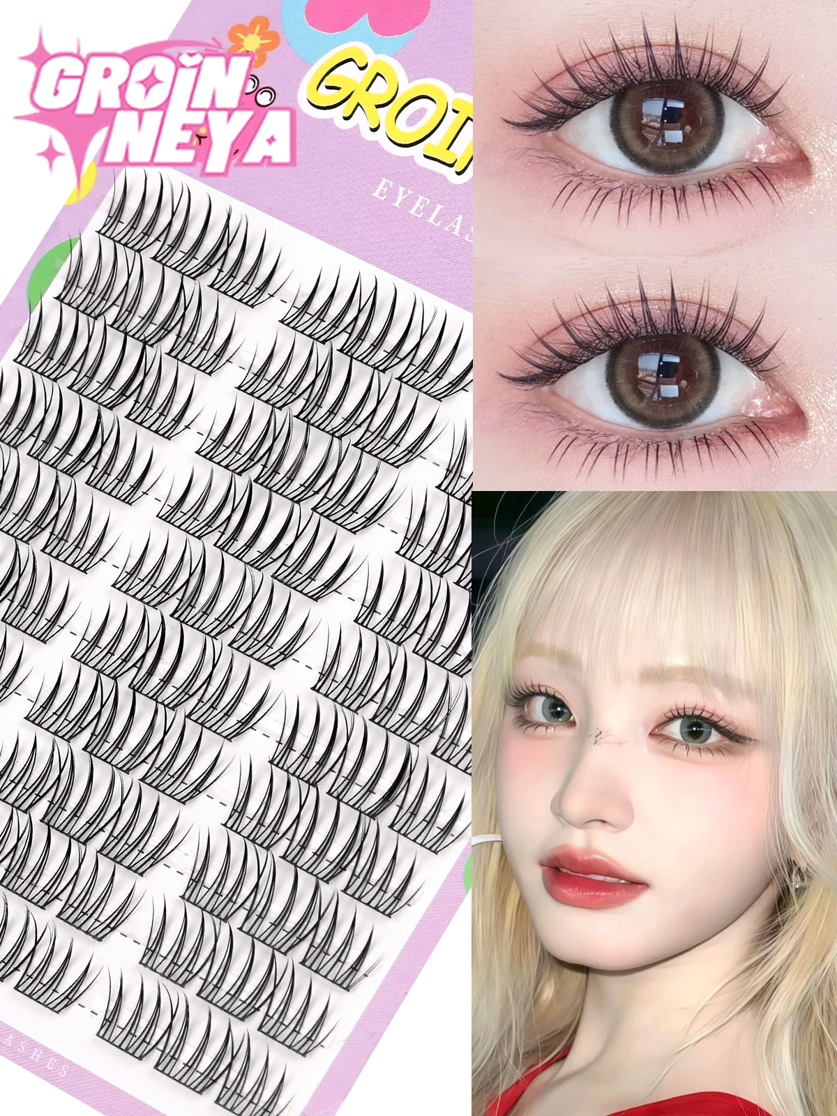 GROINNEYA Lash Clusters K Pop Liz เลือก DIY Lashes Kit สําหรับปรับแต่ง Volume & Natural Look สร้างการแต่งหน้า Idol-Eye ของคุณเอง