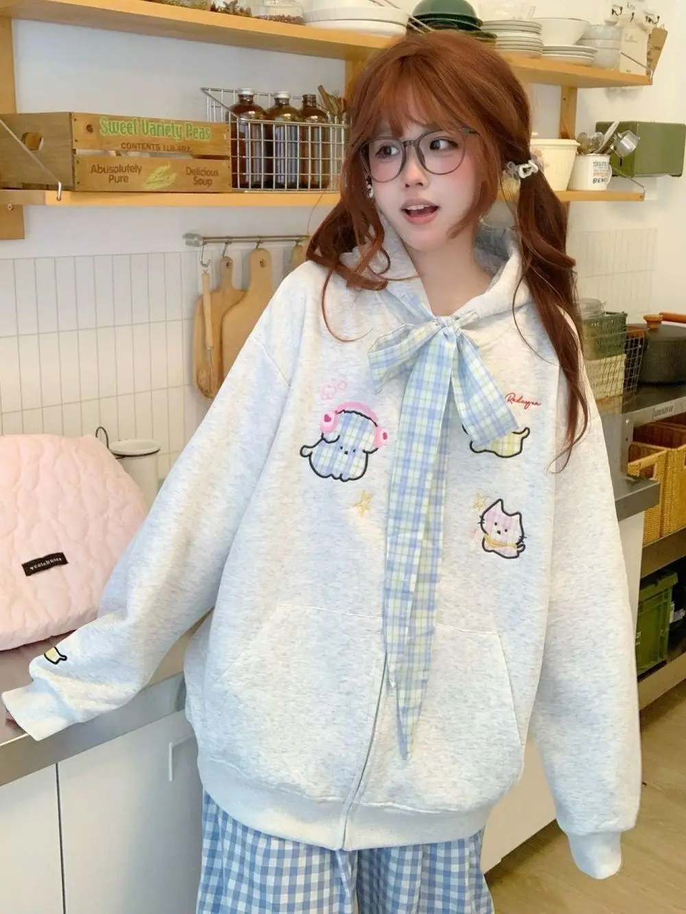 

Japan New Autumn And Winter Sweet Style Hooded Sweatshirt For Women Versatile Loose Cardigan Top