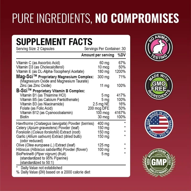 Support blood flow - Hawthorn berries, magnesium, pepper - Vegetarians -60 capsules