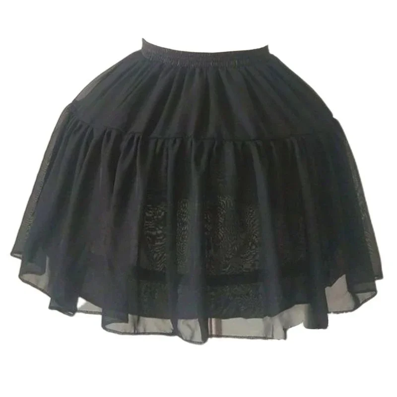 Gorgeous Women Girls Lolita Cosplay Crinoline Petticoat 2 Hoops Tulle Layers Bustle Adjustable Tutu Skirt Wedding Dress Short