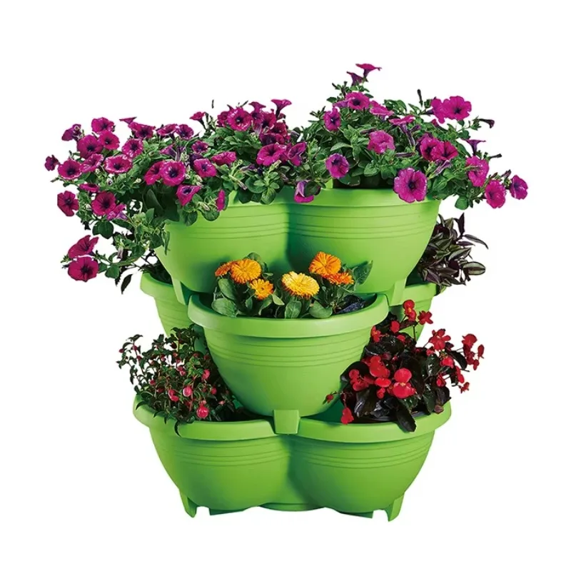 Outdoor Gardening Stackable Plastic Strawberry Plant Flower Grow Pots