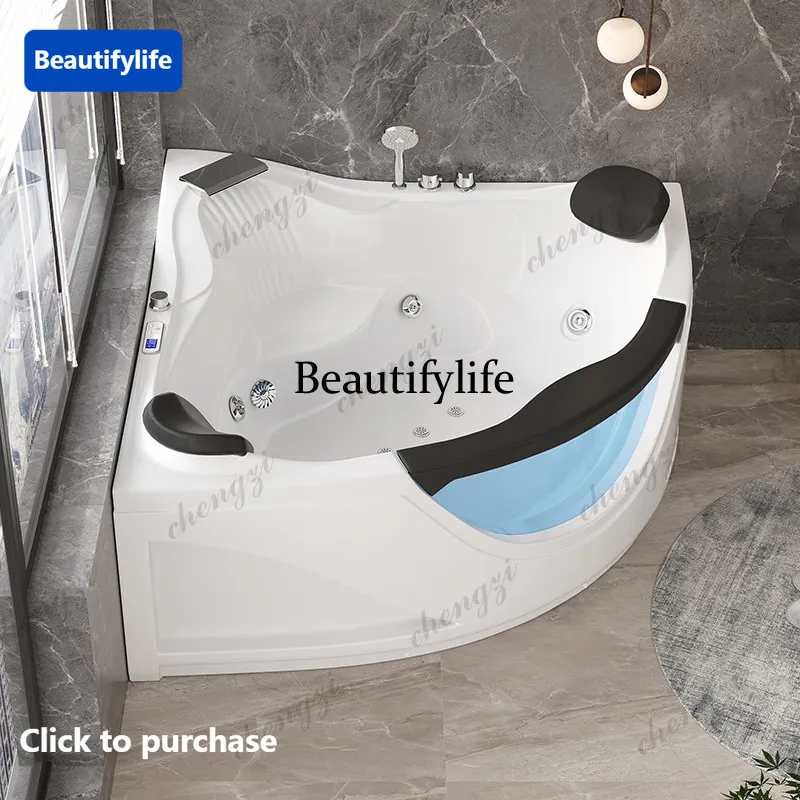 Triangular scalloped bathtub surf massage home smart thermostatic heating double, villa bathtub