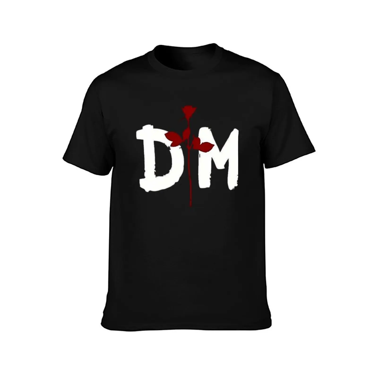 Depeche Mode(DM) logo and red rose, D-P-CH-MOD- T-Shirt, Summer Casual Cotton Tee, Oversized Streetwear Tops, Unisex Men Women