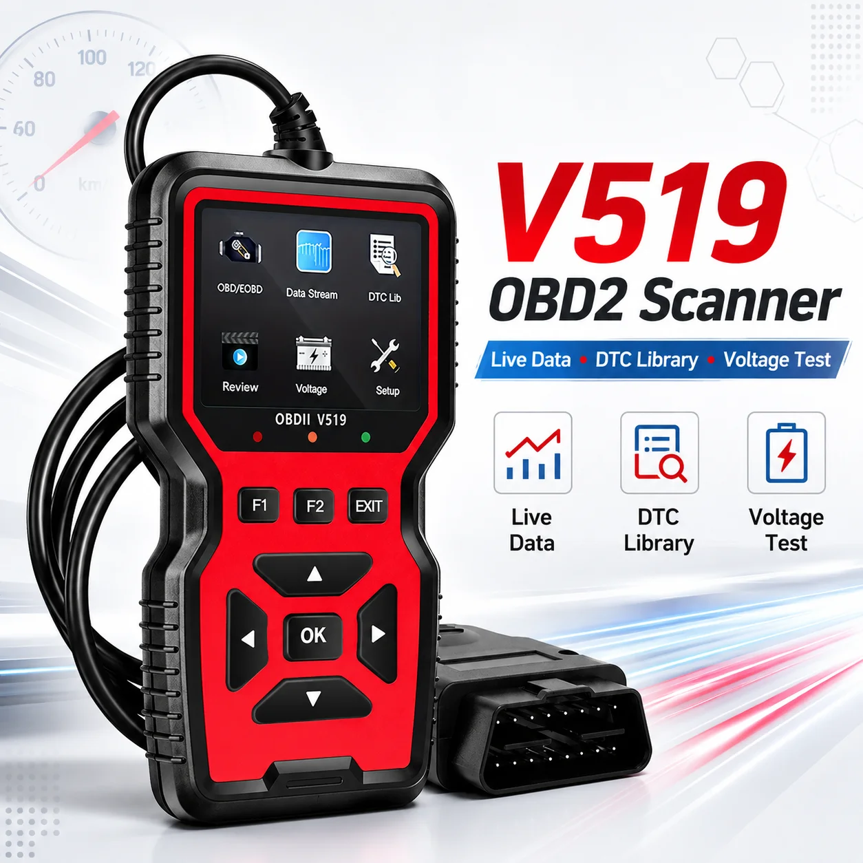 V519 Professional Obd2 Code Reader Automotive Diagnostic Scanner Engine Fault Tester Dtc Read Clear Live Data I/M Readiness