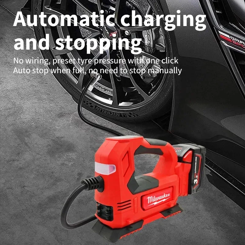 

M18 Milwaukee Portable Cordless Tire Inflator 18V Battery Electric Air Pump Handheld Air Compressor For Car Bicycle Tires Ball