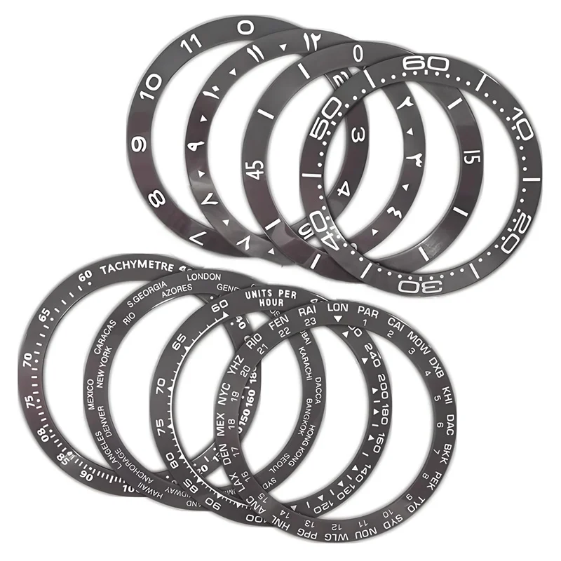 

Watch accessories meteorite gray ceramic graduated bevel ring engraved plate for black water ghost SKX007 ring