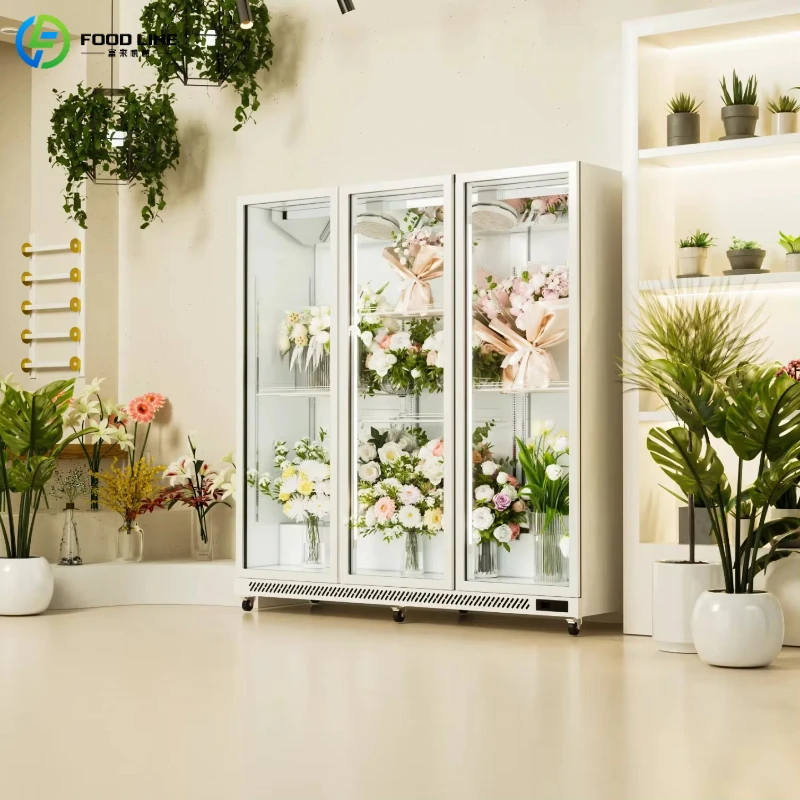 Customized Retail Flower Display Cabinet Floral Refrigerator Wholesale Shop Special Glass Door Fresh Flower Display Showcase