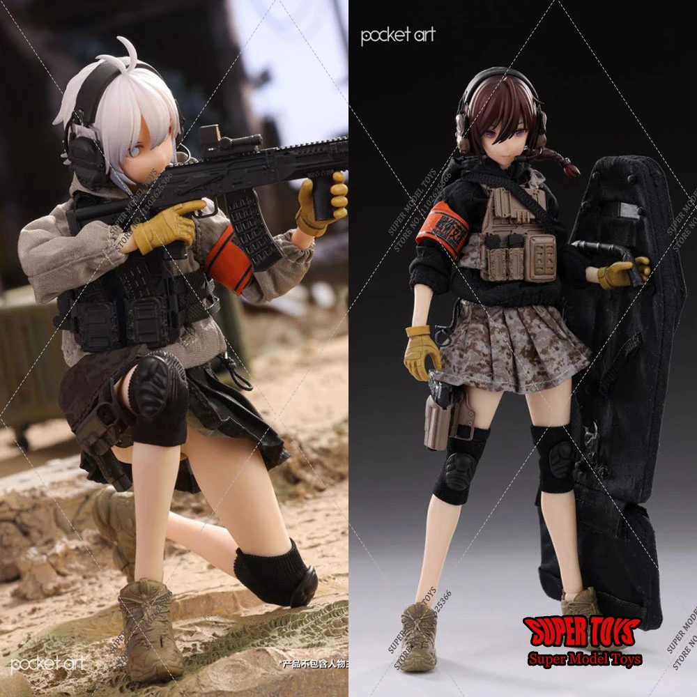 HASUKI PA003 PA004 1/12 Scale Collectible Rifleman Habe Sasha  Heavy Shield Hand Uzukirei Mini 6 inch Solider Action Figure