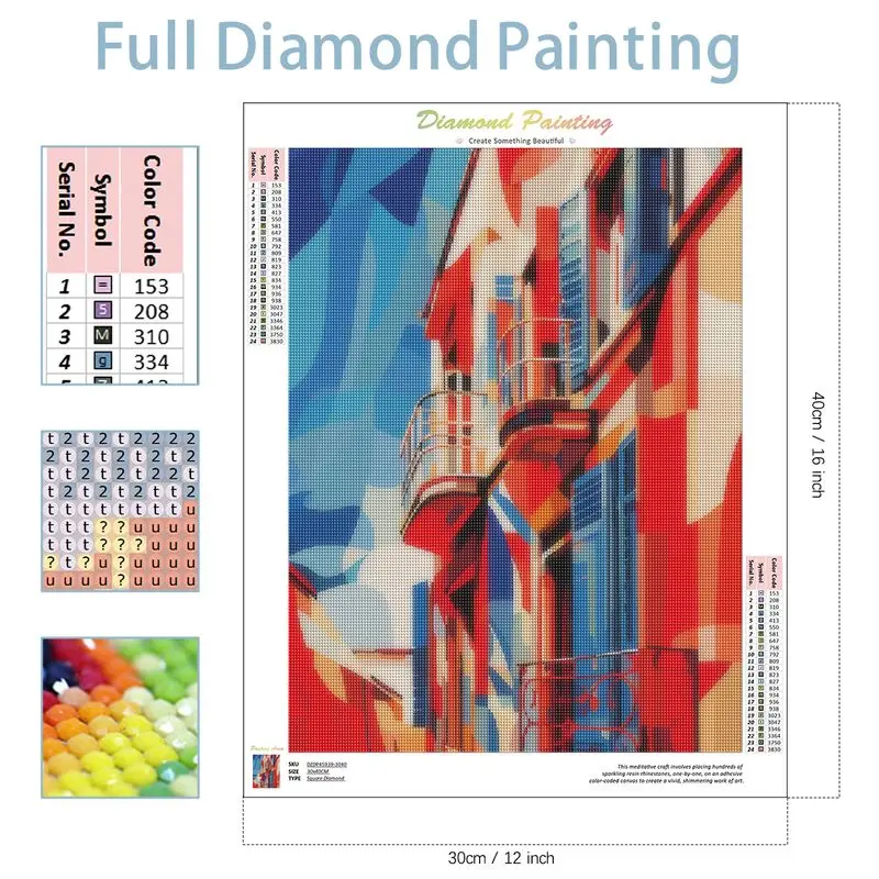 CHENISTORY Full Square Diamond Mosaic House Landscape Crystal Painting Kit Diamond Painting Drill Cross Stitch  Home Decor