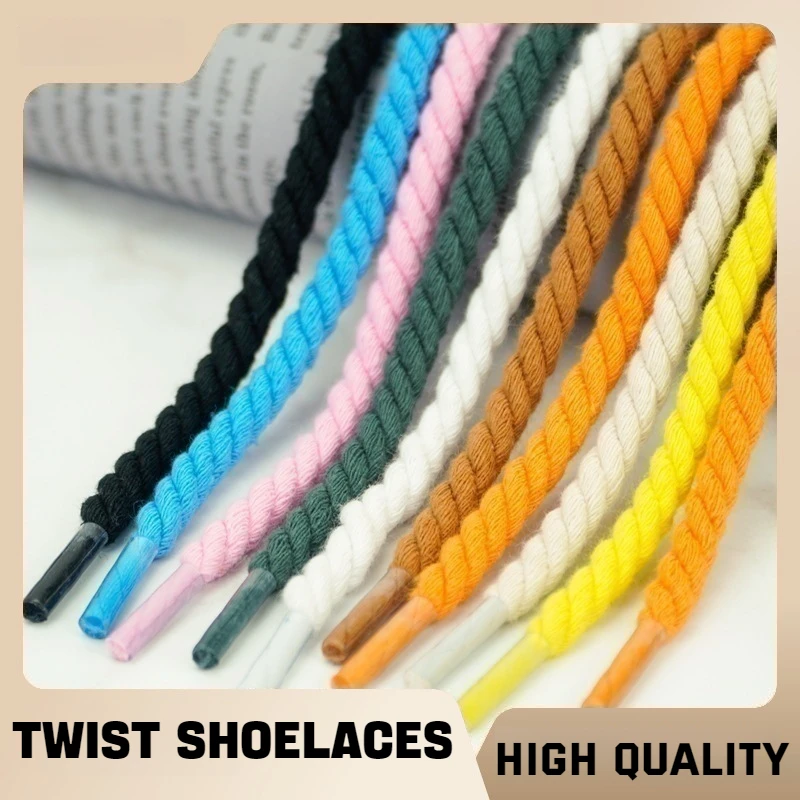 Round Shoelaces 0.6cm Thick Cotton Sports Rope Laces for Sneakers Kids Adult 120/140/160cm Rubber Bands Casual Shoes Accessories