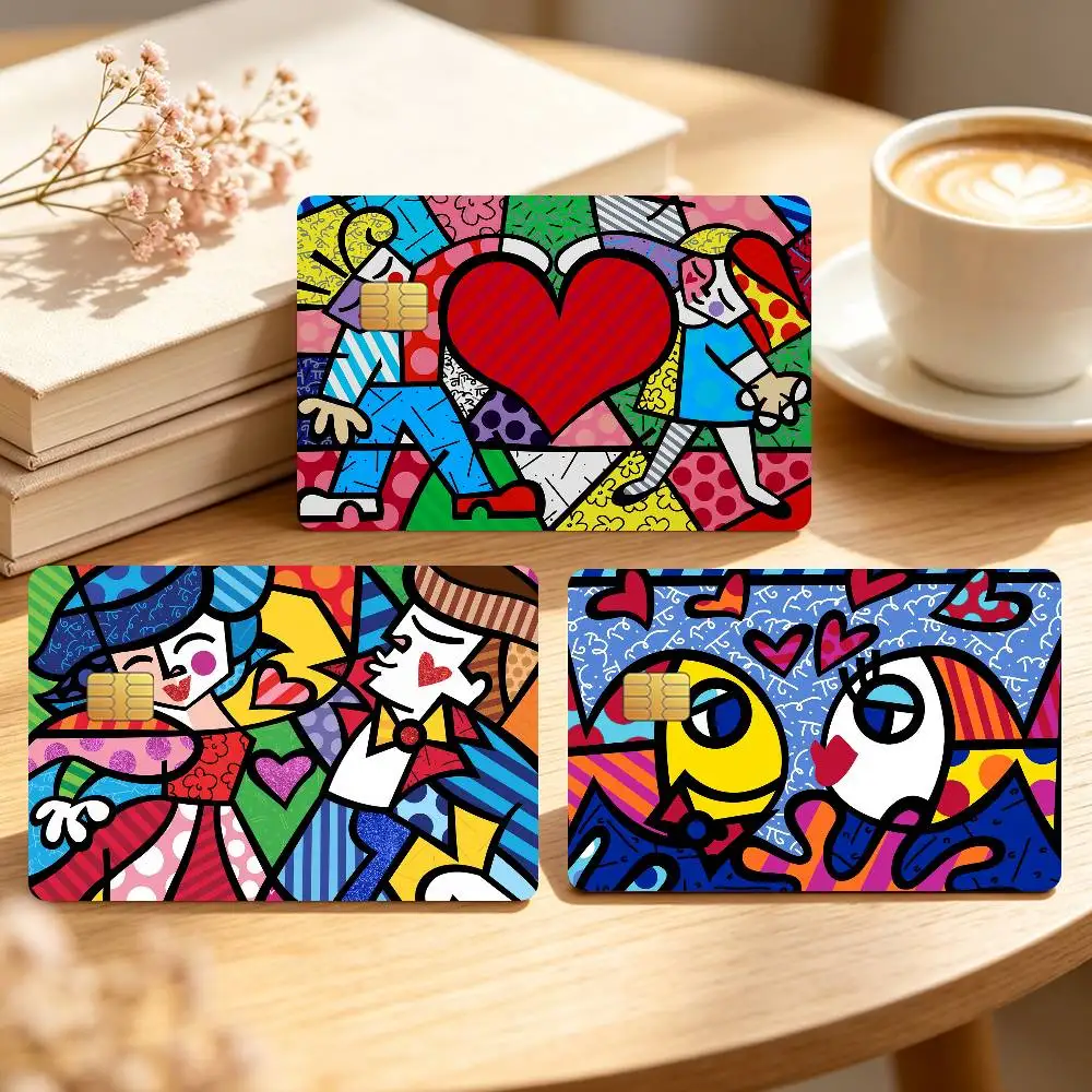 Colors R-Romero B-Britto Art Credit Card Sticker Waterproof Anti-Scratch 4PCS Bank Debit Traffic Cover Decoration