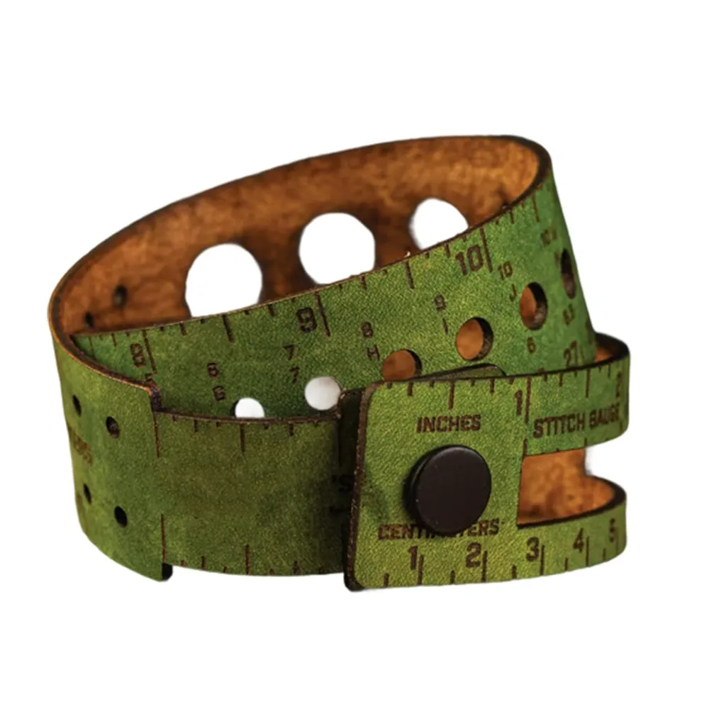 Multifunctional 7-in-1 Leather Measuring Tool Stitch Markers Storage Portable Handmade Companion Ruler