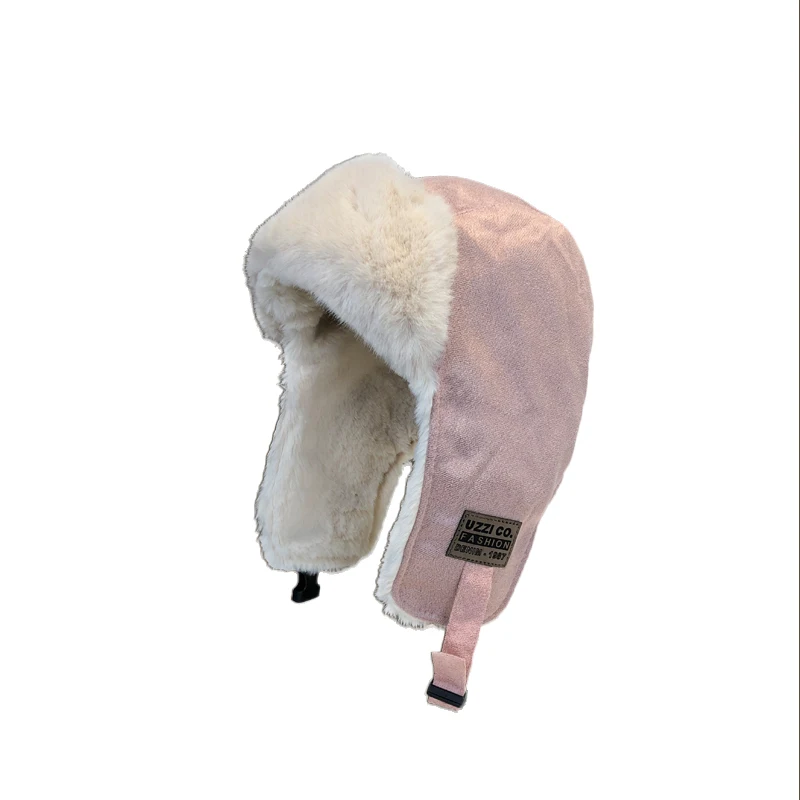 قبعة منفوخة من جلد الغزال الرجعية لخريف وشتاء قبعات Lei Feng الدافئة للرجال والنساء مع قبعات ركوب حماية الأذن المخملية #3