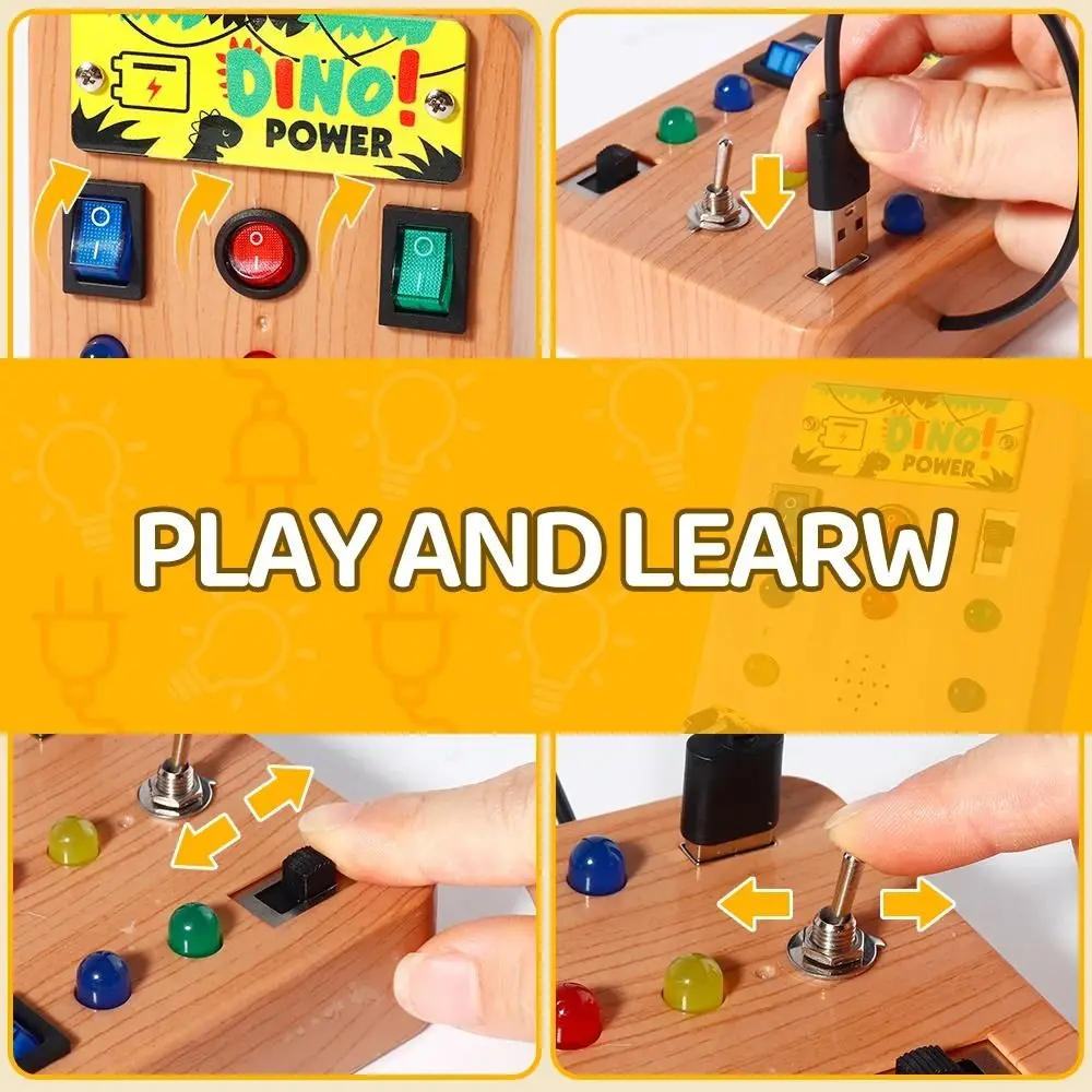 Montessori Toddler Busy Board Electronic LED Light Switch ' Activity Board Safe Logic Exercise Children's Busy Board