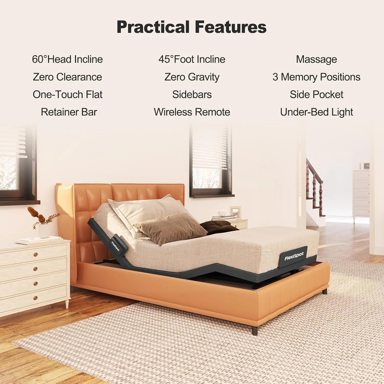 Twin XL Adjustable Bed Base with Massage, Zero Gravity, Whisper Quiet Motor, Mattress Retention, Customized