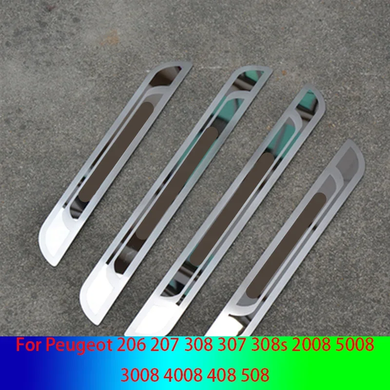 Car styling For 2008-2017 Peugeot 206 207 308 307 2008 5008 3008 4008 408 508 Stainless Steel Car Door Sill Scuff Plate Cover