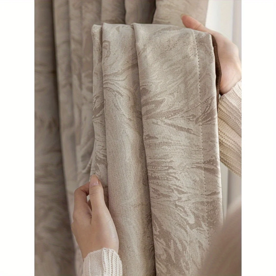 1Pc New Gilded Years Curtain Living Room Bedroom Decorative Curtain Personalized Decorative Rod-Punched Curtain, Living Room, Bedroom, Study Decorative Rod-Punched Curtain
