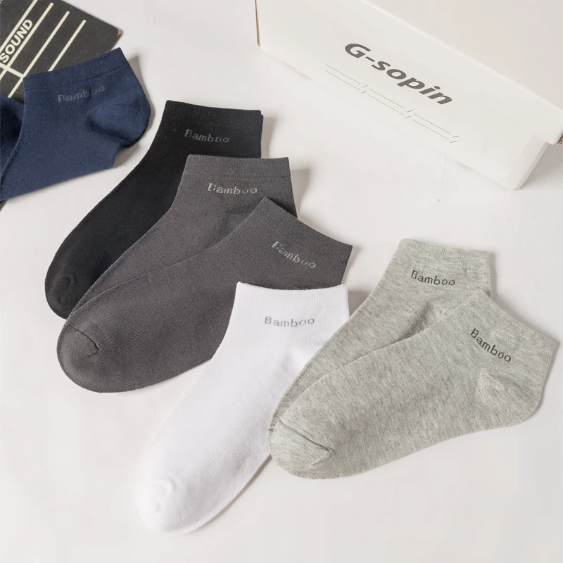 Neue 5 Paare/Los Herren-Socken aus Bambusfaser, Business-Socken, atmungsaktiv, für Männer, Meias, neue Herren-Socken, große Größe EU38-45, hohe Qualität – Detail 8