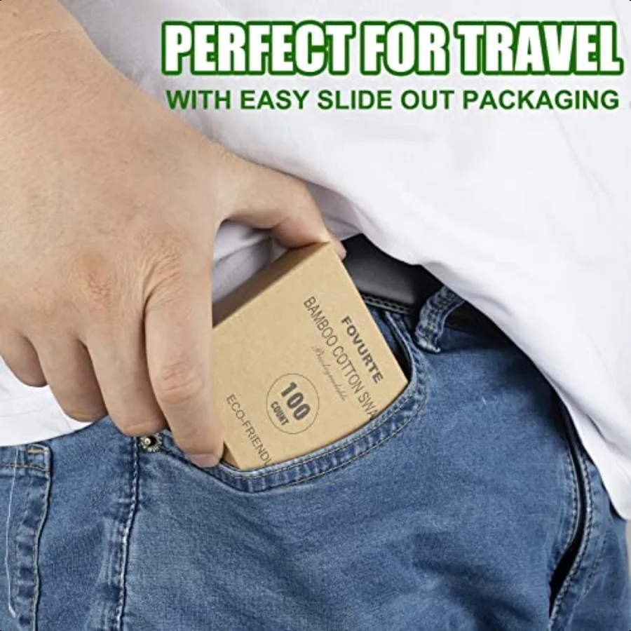 Bamboo Cotton Swabs 1000 Count Natural Cotton Swab with Round Head Tips Double Tipped Ear Sticks Wooden Cotton Buds for Cleanin