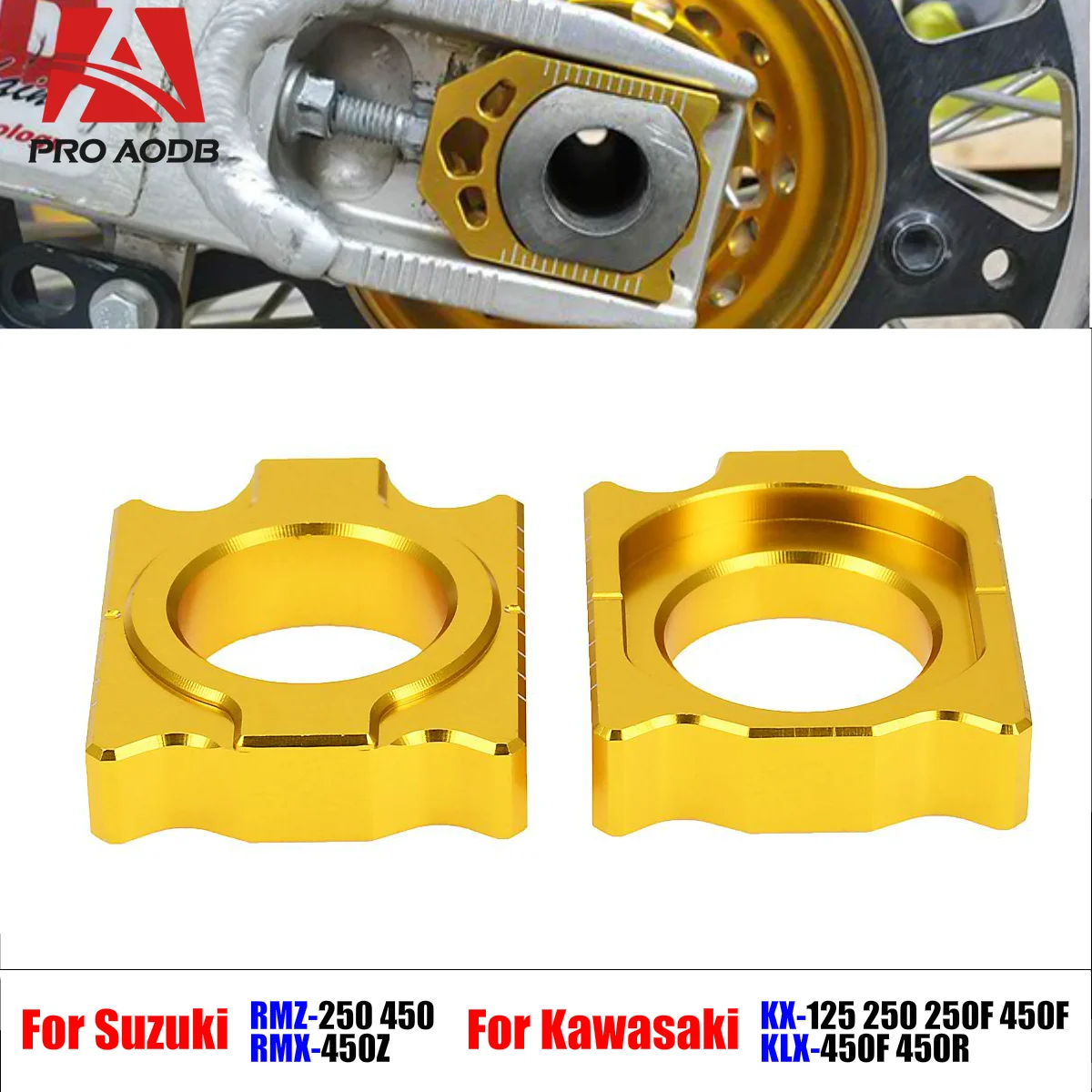 

For Suzuki RMZ250 450 RMX450Z For Kawasaki KX125 250 250F 450F Precision-Made Motorcycle parts Rear Axle Block Chain Adjuster