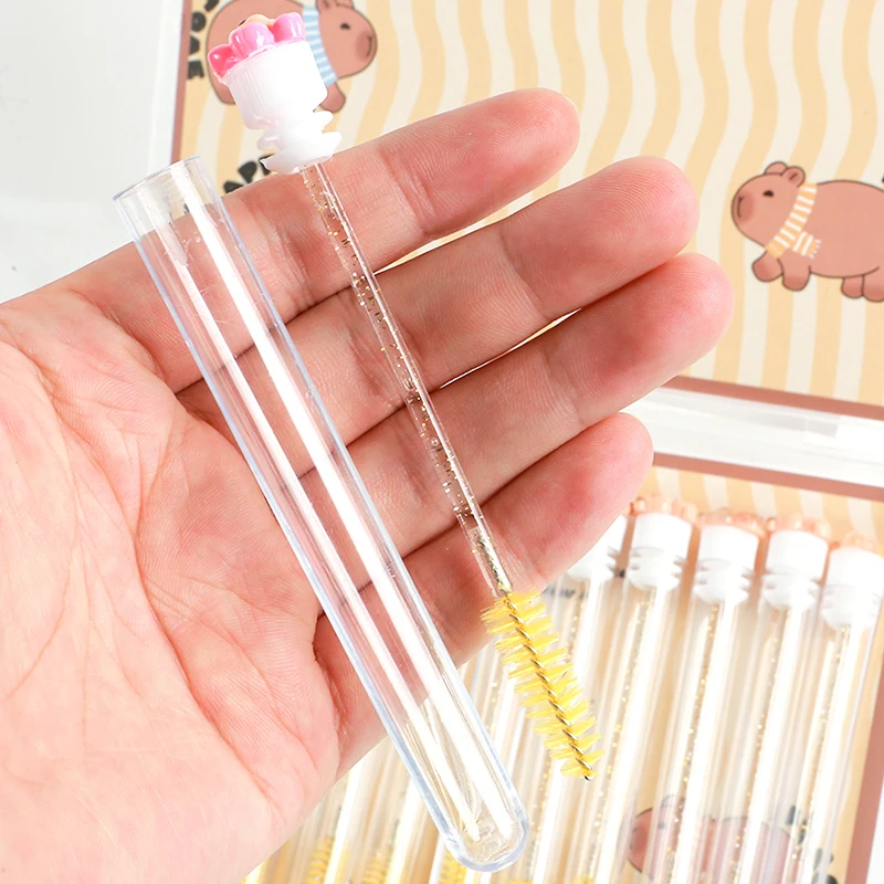 카피바라 속눈썹 브러쉬 및 눈썹 빗 (속눈썹 연장용), 개별 튜브 포장