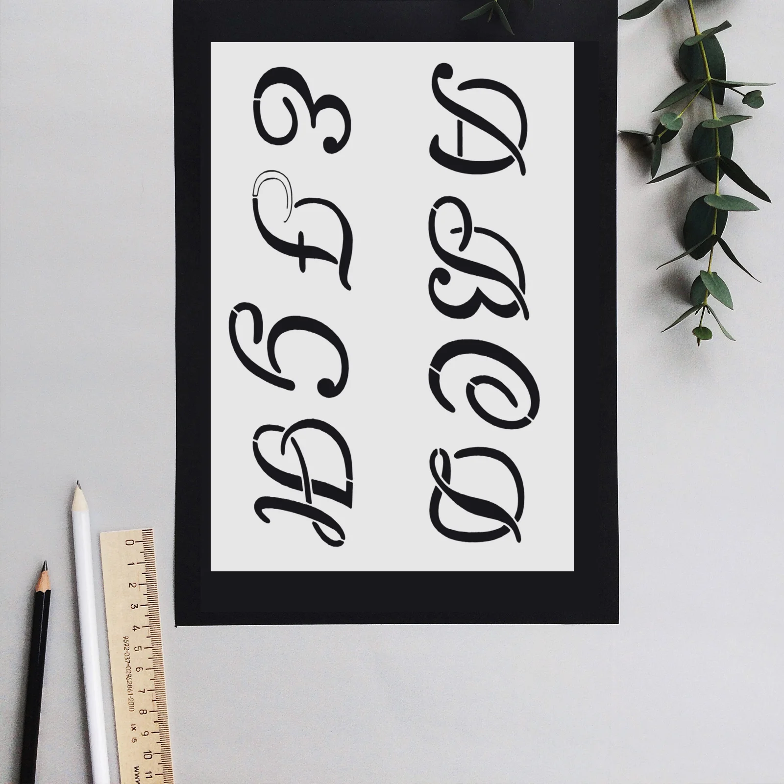 40 قطعة قوالب رسم استنسل الحروف لرش الجدار علامة الباب لوازم اللوحة استنسل الحروف استنسل مجوف #1