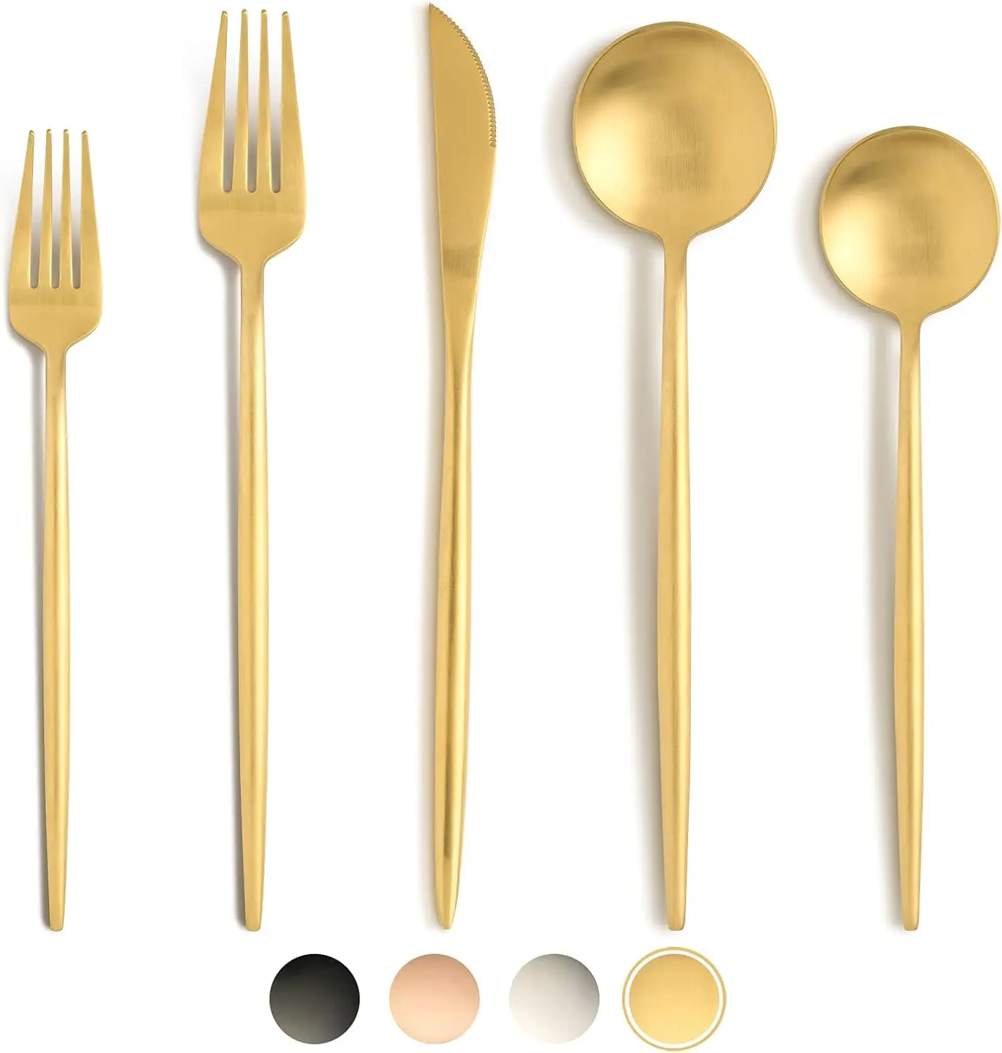 

20-Piece Matte Gold Stainless Steel Flatware Set for 4, Dishwasher Safe Cutlery with Knives Forks Spoons