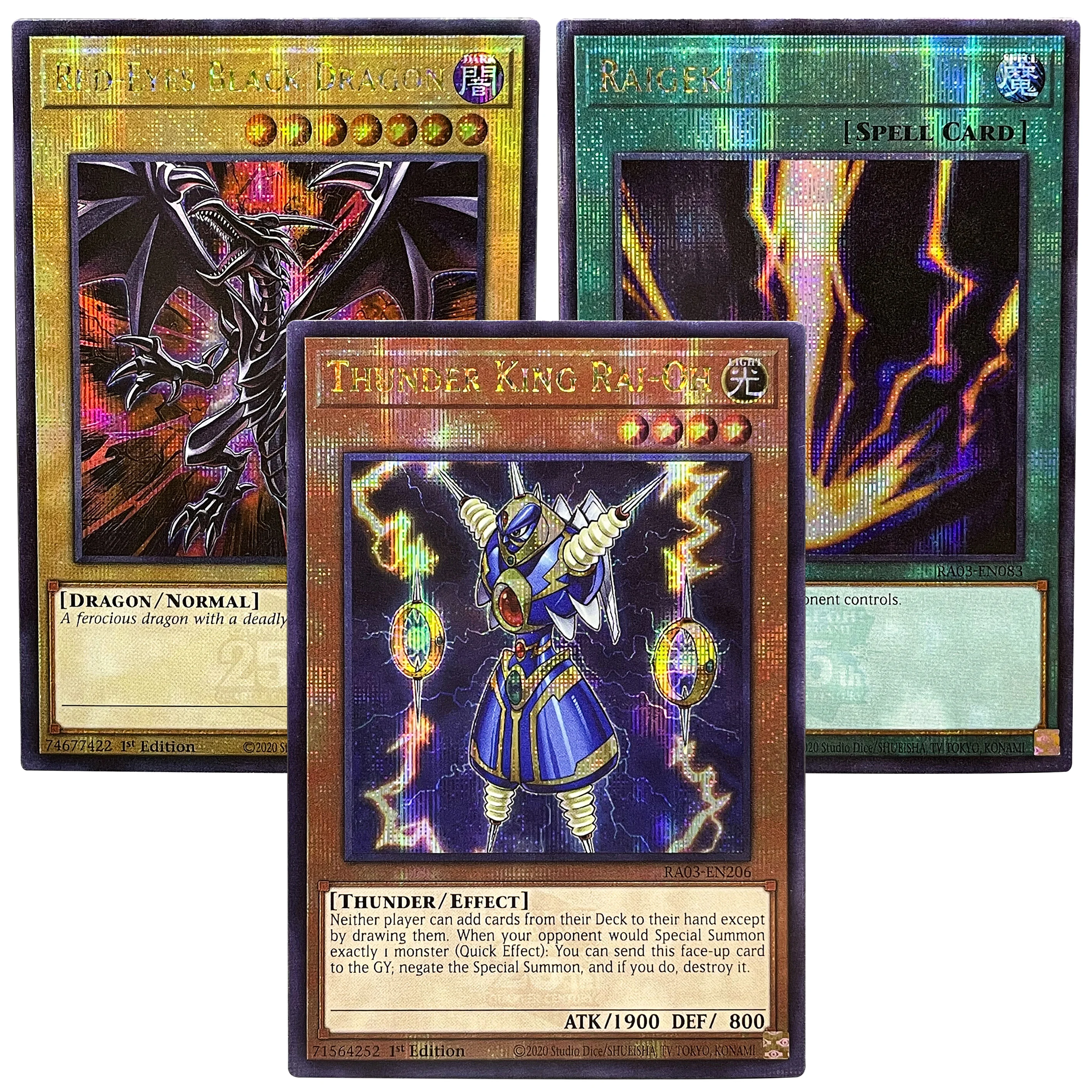 Yu-Gi-Oh 25th Anniversary Quarter Century Bonanza RA03 Series Red-Eyes Black Dragon Raigeki Thunder King Rai-Oh TCG Game Cards
