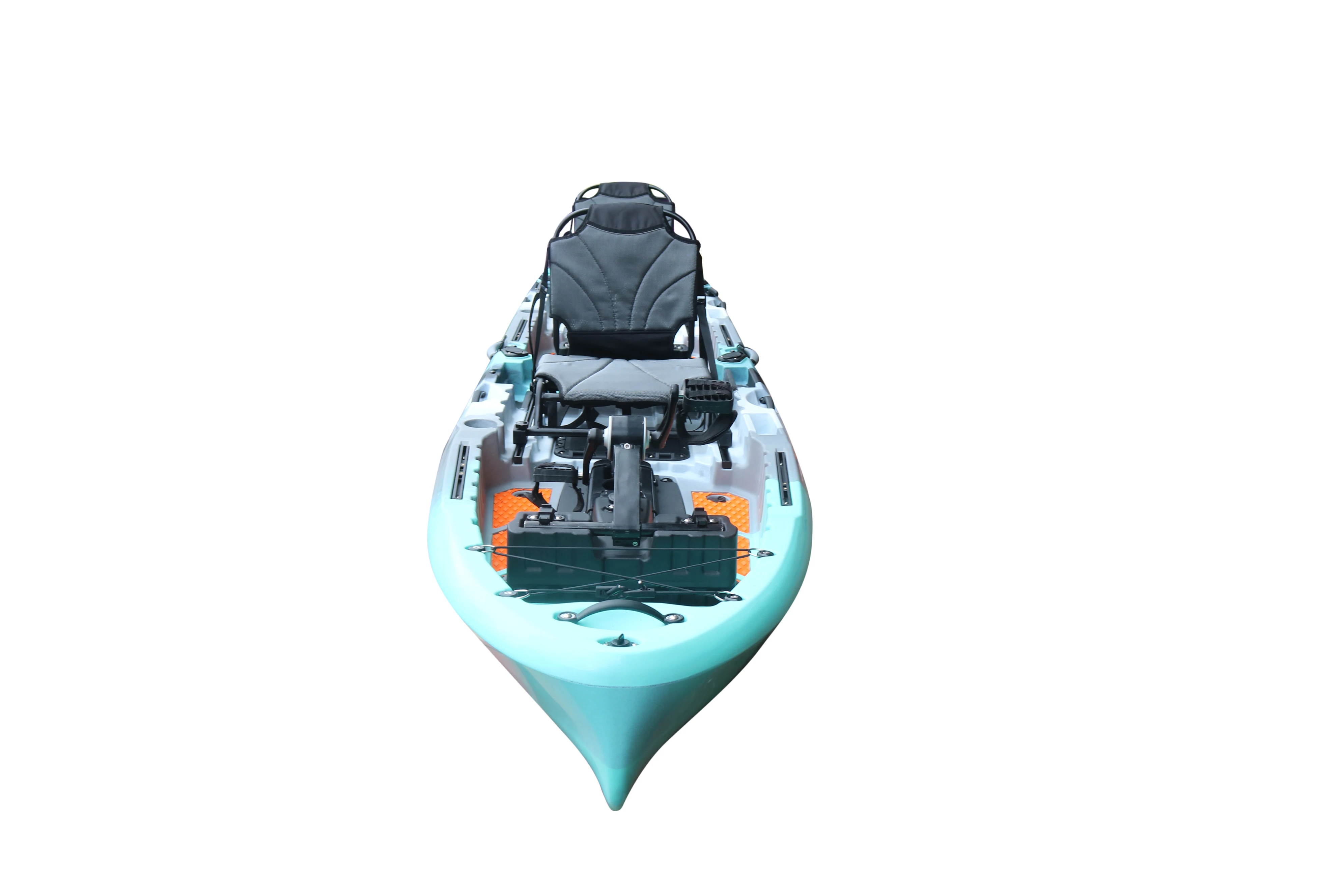 14ft ترادف المحيط دواسة كاياك مقاعد مزدوجة المروحة زعنفة دواسة نظام القيادة التخييم الجلوس على أعلى الصيد الصياد شخصين HDPE