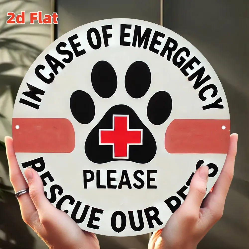 1pc Round Emergency Pet Rescue Sign - Veterinary-Themed 