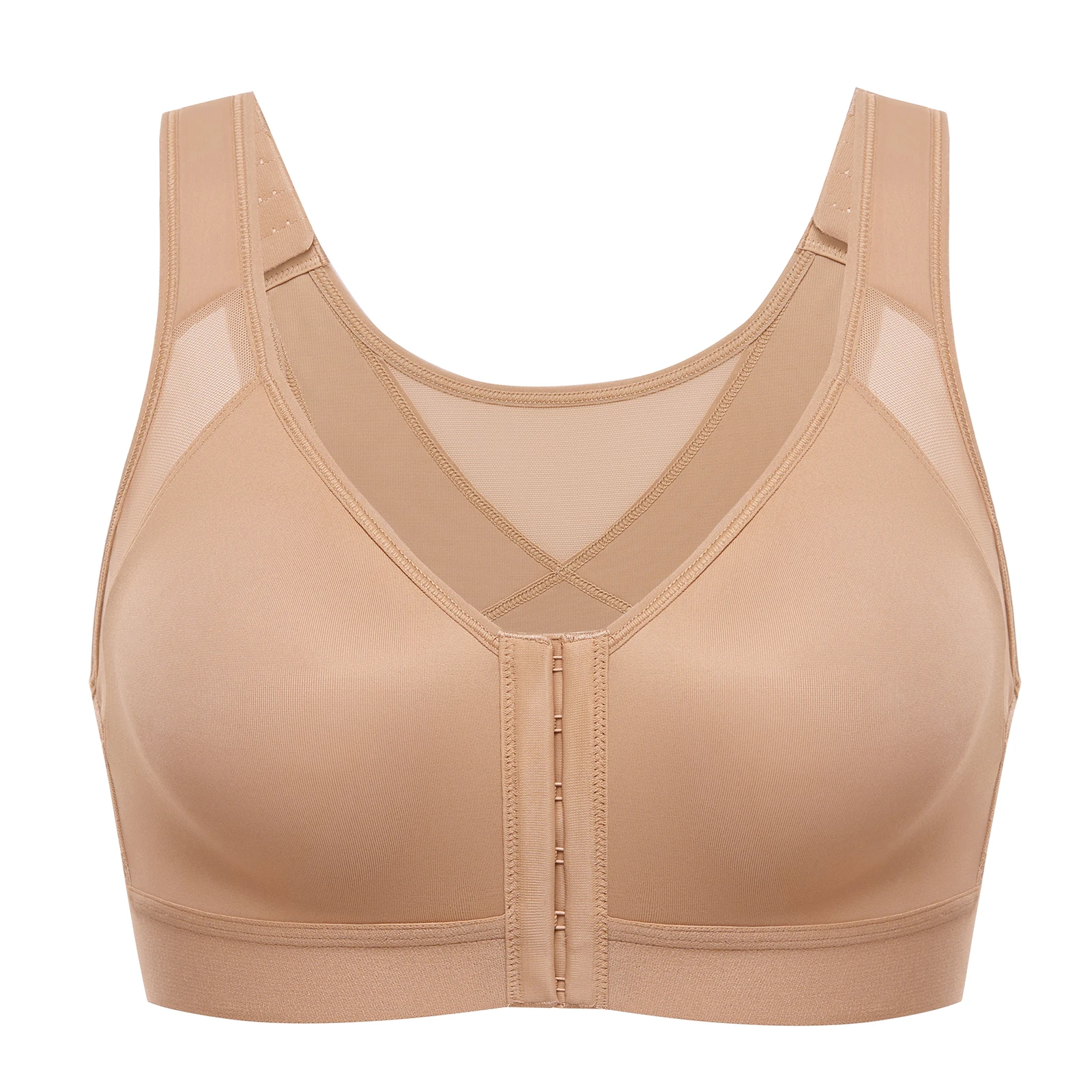 Women's Front Closure Bra Posture Wireless Back Support Full Coverage Plus Size Bras