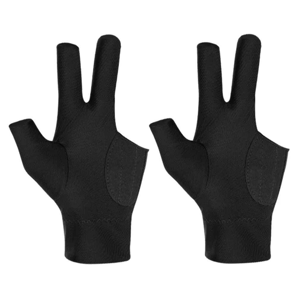 

2pcs Black Left-hand 3-finger Billiard Gloves for Pool Snooker Cue Durable Comfortable Protective Gloves Portable Billiard