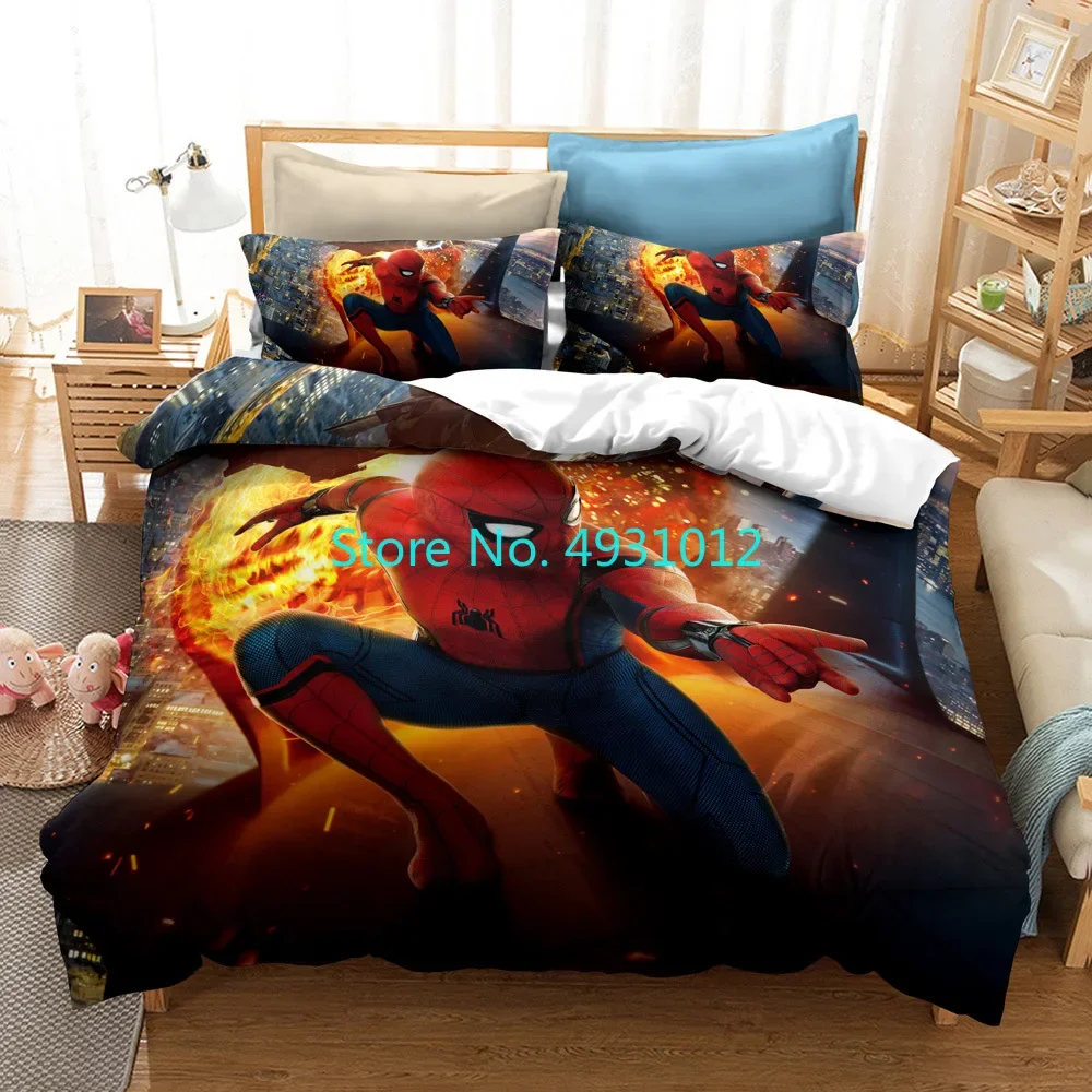 Anime Spiderman Hero Spider Child Bedding Set Pillowcase Bedclothes 3D Print Kids Boy Girl Quilt Duvet Cover Gift