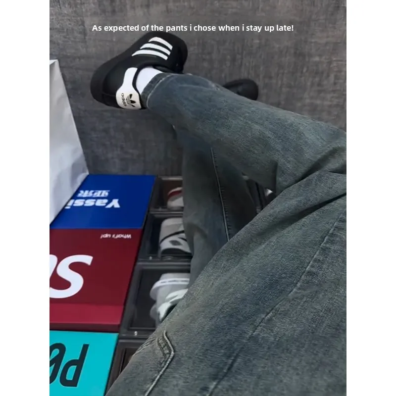 

Мужские облегающие джинсы Haome с высокой талией в стиле ретро, расклешенные прямые брюки CleanFit, молодежный тренд