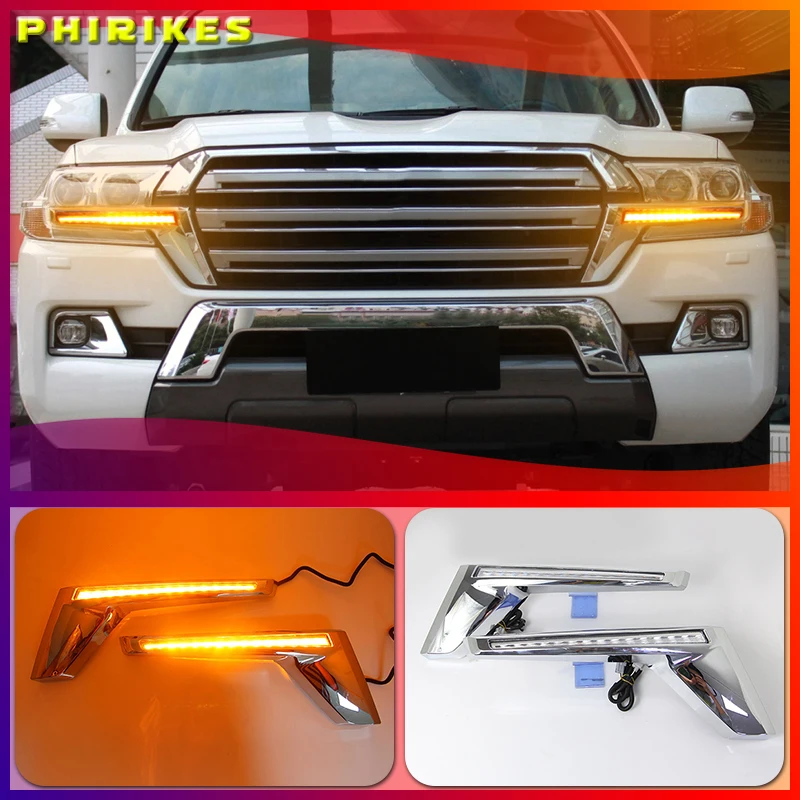 

Car Led Signal Light Fit For Land Cruiser Prado LC200 2016 2018 2019 Yellow Turn Signal LED Mirror Indicator Chrome