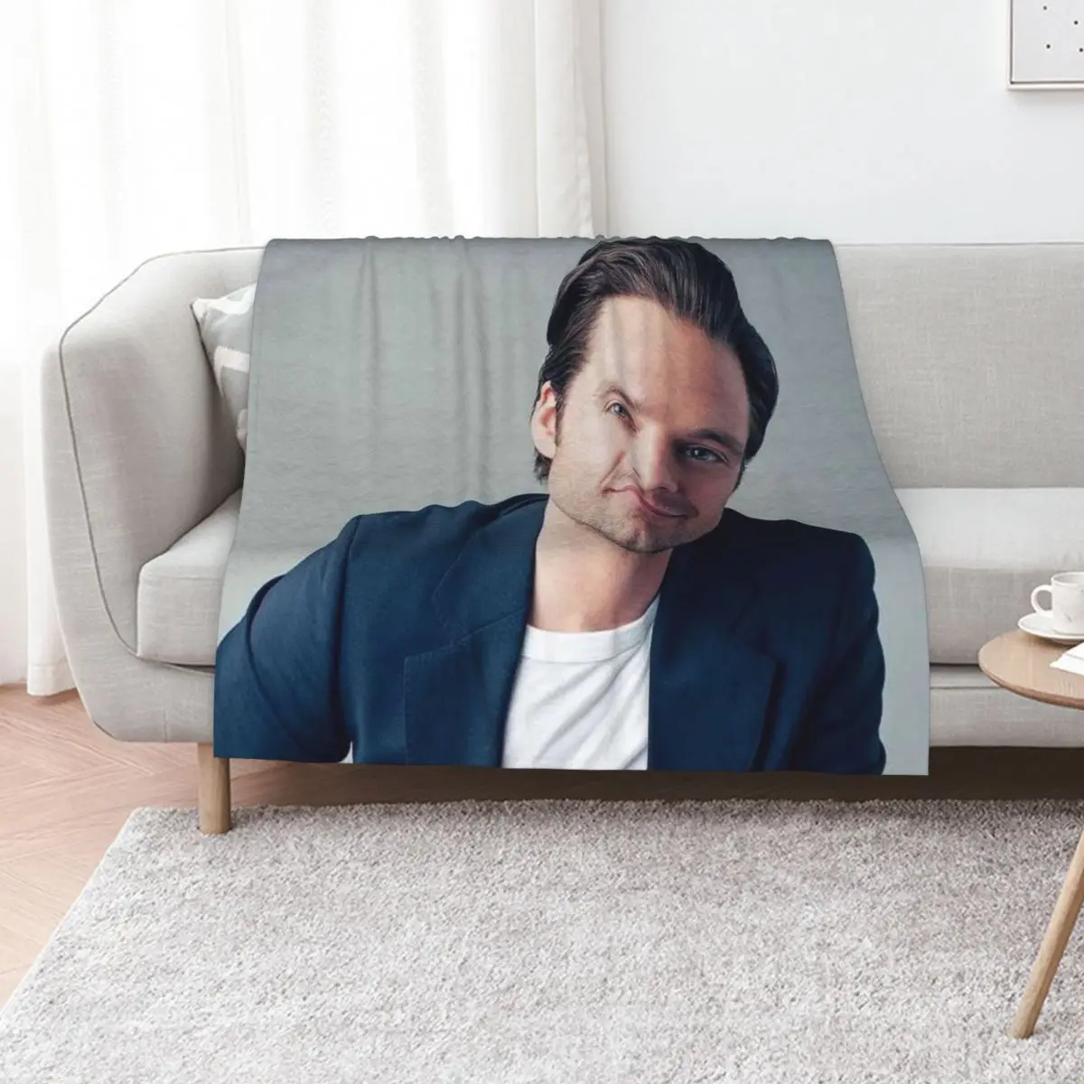 

Sebastian Stan Throw Blanket warm for winter Custom Luxury Brand Sofa Throw Blankets