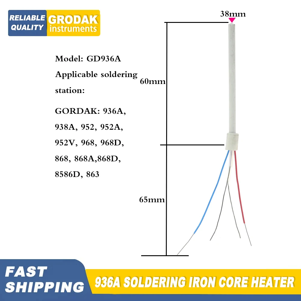 GORDAK 936A Grzałka rdzenia lutownicy 50W Ceramiczny element grzejny do stacji 936A 952 952A 952D 952V 968D 863 868D 8586D 902