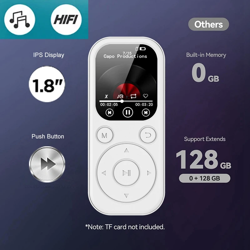 Novo mp3 bluetooth player de carregamento rápido 5.4 versão bluetooth expansível cartão de memória leitor de música gravação fm e-book