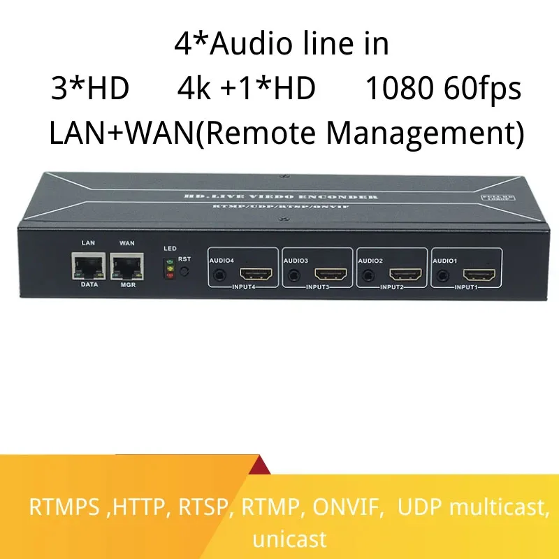 OTV-HY1 H.265 H.264 4-Channel  HD To IP HD video encoder network iptv live encoder dual network ports