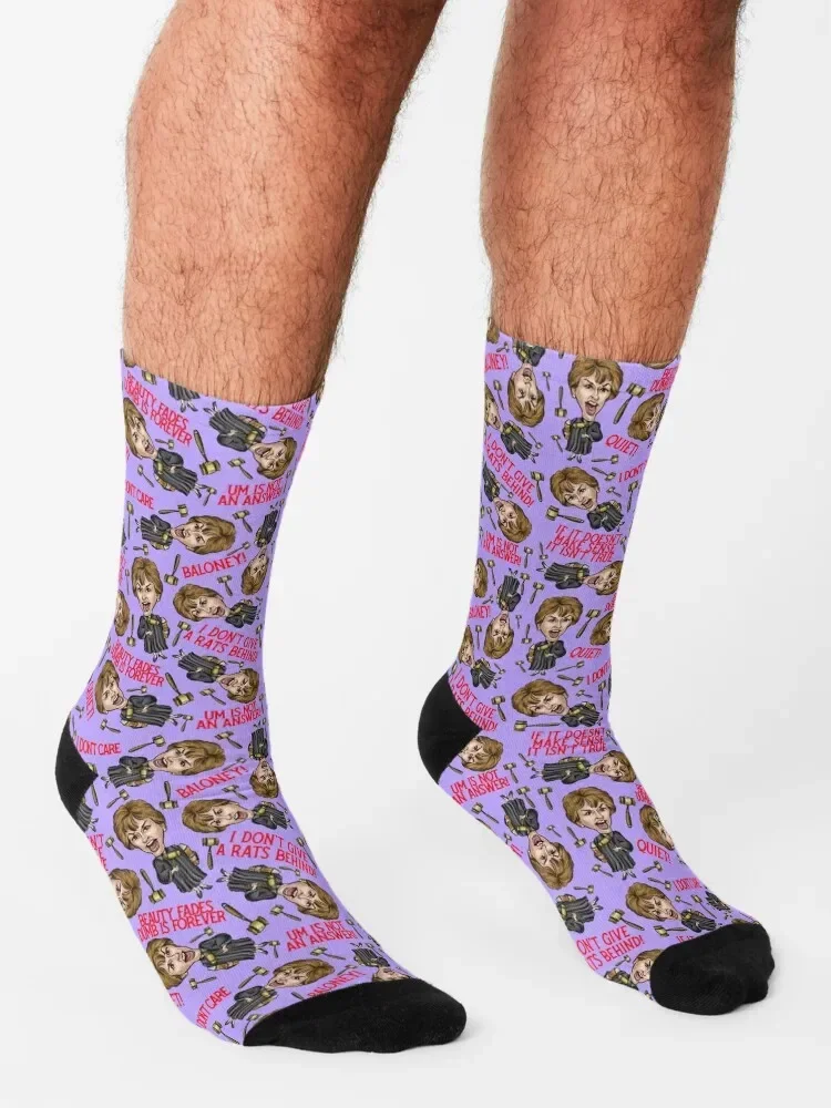 Purple Judge Judy Print Socks japanese fashion Heating sock Novelties Woman Socks Men's