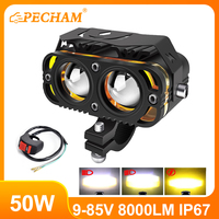 Universal Motorcycle Auxiliary Led Spotlight Hi/Low Beam For Moto Headlight Driving Fog Lights Lamp Front Additional Spotlights