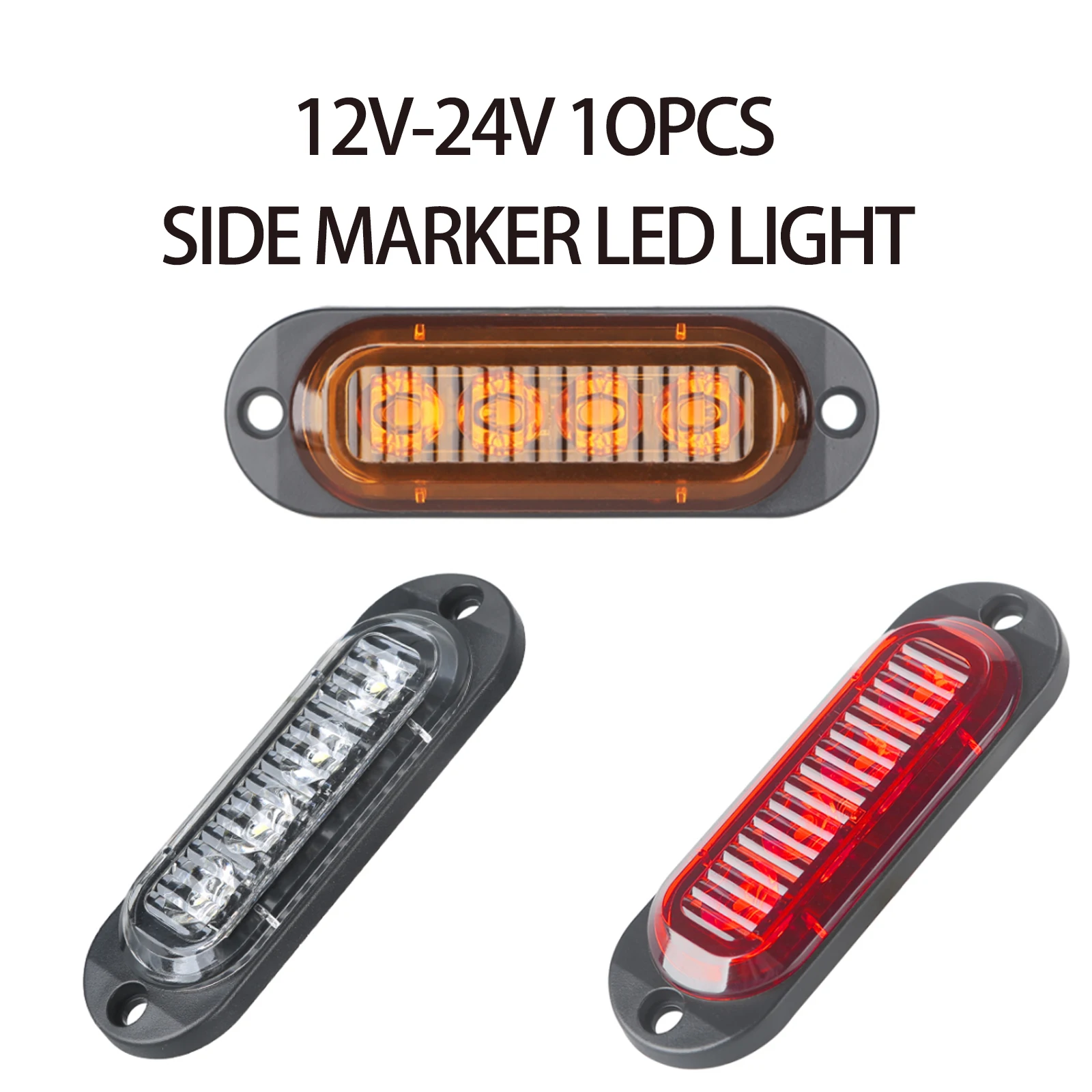 10X 4 LED  Warning Light for Truck Car Motorcycle Yellow White 18 strobe modes lamp Emergency 12-24V Side High Bright Lights