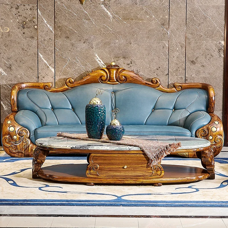 European Style Sofa Relaxing Hand Carved Stretch High Back Sofa Recliner Designer Muebles Para Salas Modernos Home Furniture