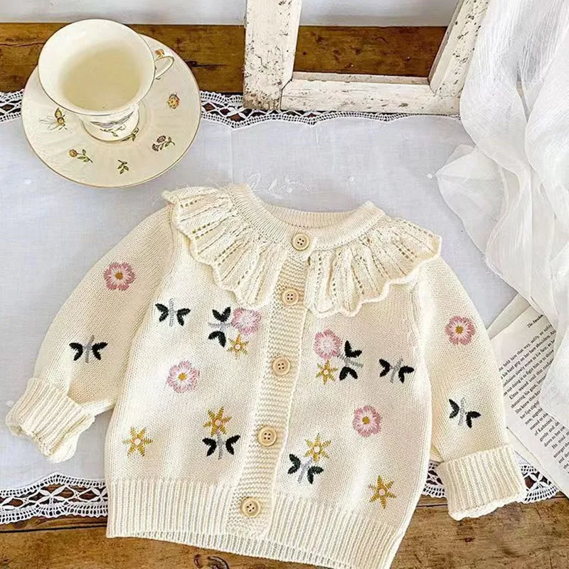 

Kids Girls Spring And Autumn Coat Sweaters For Infants and Newborns Knitwear Cardigan Outgoing Clothing Baby Cardigan Sweater