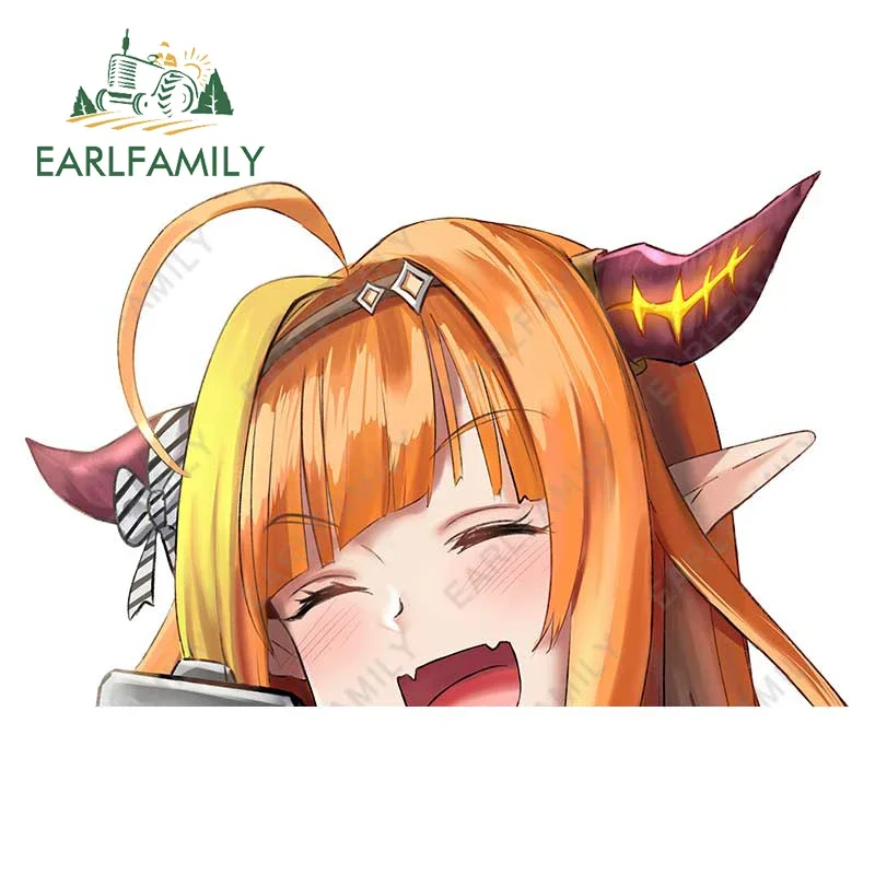 EARLFAMILY Sleeping Hololive Kiryu Coco Peek Vinyl Cute Car Stickers Refrigerators Waterproof Decal Graffiti Laptop Decals