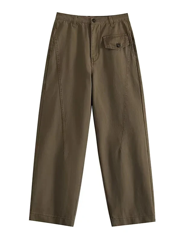 American Sle Retro ket Arbeitshose Damen Gerades Bein Lässige Lange Hose 3D-Schneiderei Abnehmen Vielseitig Street Sle