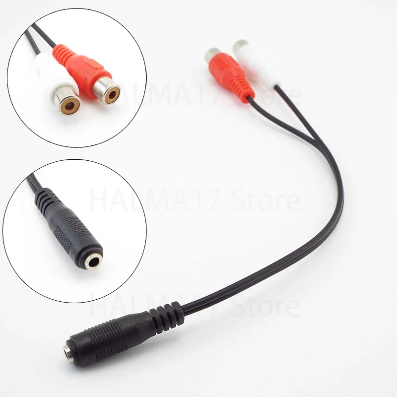 AUX Extension Cable 3.5mm Stereo Audio Adapter Female Jack to 2 RCA Female Socket Headphone Y Splitter Wire J17