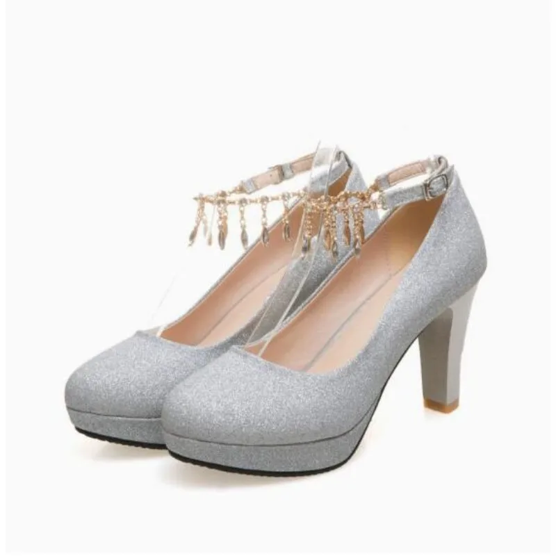 Fashion Girls High Heel Shoes Woman Pumps Luxury Gold Silver Pink Women Heels Elegant Party Office Wedding Shoes Large Size31-46