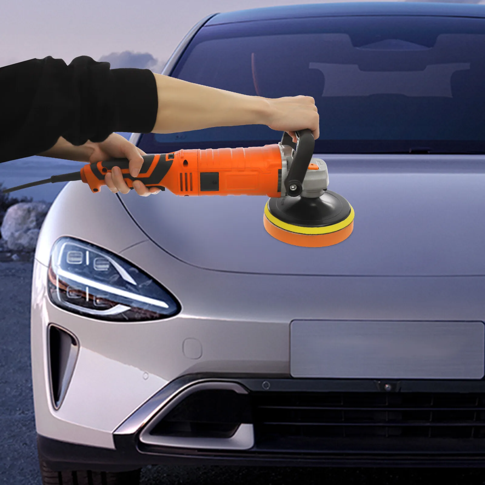 

Car Polishing Machine Set For Auto Detailing Electric 7 Variable Speeds 50 60Hz 110V 65dB Orange