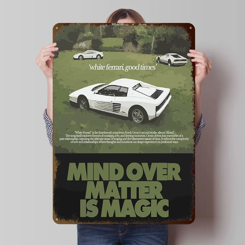 Frank Ocean Blond White Ferrari Metal Poster Customized Wall Art Retro Vintage Tinplate Signs for Luxury Decoration Gaming House